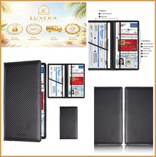 Car Registration and Insurance Card Holder Glove Box Organizer 6 Slots Carbon