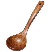 1 PC Long Handled Wooden Oriental Japanese Chinese Ramen Noodle Soup Ladle Spoon