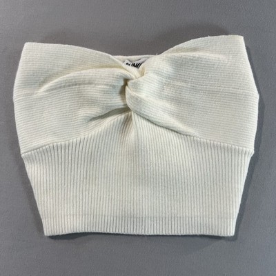 Princess Polly Cream Ribbed Twist Bandeau Top Size S/M  Y2K