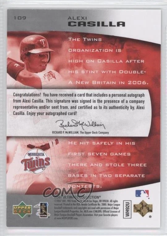 2007 Ultimate Collection Signatures /299 Alexi Casilla #109 Rookie Auto RC - Image 2 of 2