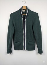 Vintage Grandpa Shawl Collar sweater Academia Lambs wool Blend Talon Zip M- L