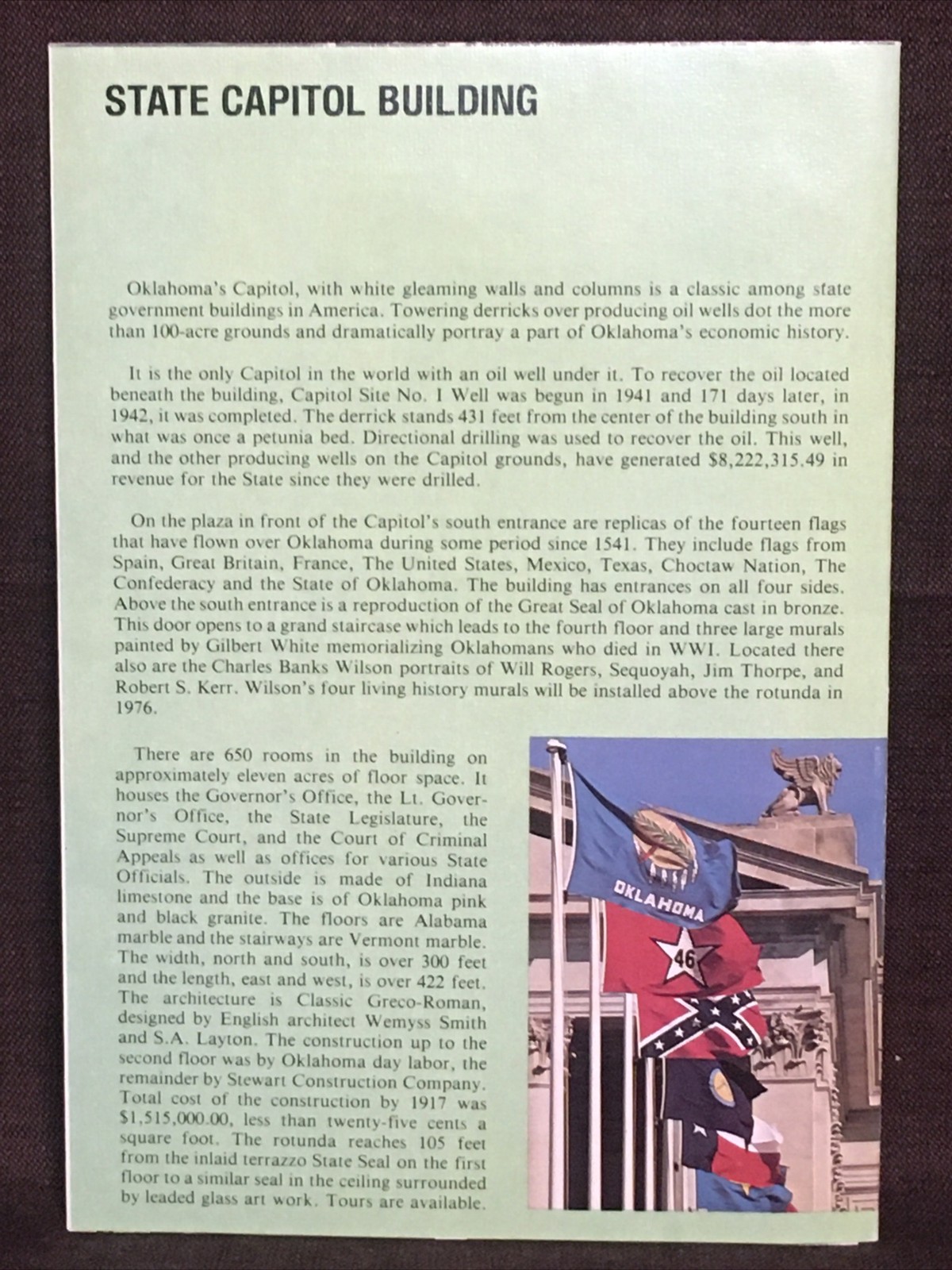 Rare 1970’s Oklahoma!……..Capitol Complex Guide State Capitol Building
