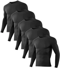 5pk Men's Winter Long Sleeve Compression Sport Workout Undershirt Base Layer Top