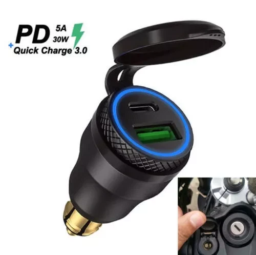 For BMW Motorcycle 3.0 USB & Type C Fast Charger Adapter Hella DIN Plug Socket