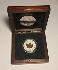 2025 CANADA $5 MAPLE LEAF 1 OZ 9999 SILVER DIAMOND DUST & 24K GOLD MINTAGE 500