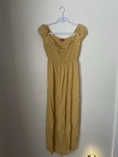 Guess Ruffle Maxi Dress Women’s Small Golden Yellow Capped Sleeve