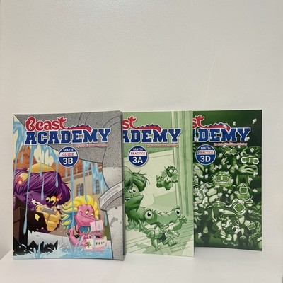 Beast Academy Math 3B Guide 3A 3D Practice Workbooks (Lot of 3)