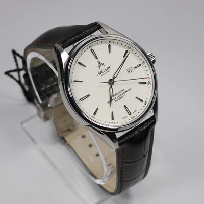 #ad Atlantic Worldmaster Chronometer Mens White Dial Brown Leather Watch 52781.41.21 $949.99