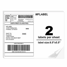 200 Half Self 8.5x5.5 Shipping Labels Self Adhesive Mailing Labels 2 Per Sheet
