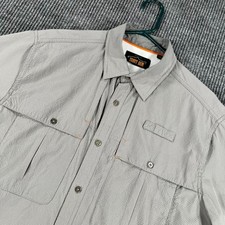 Orvis Trout Bum Shirt Mens Medium Gray Short Sleeve Button Up Outdoor Fishing