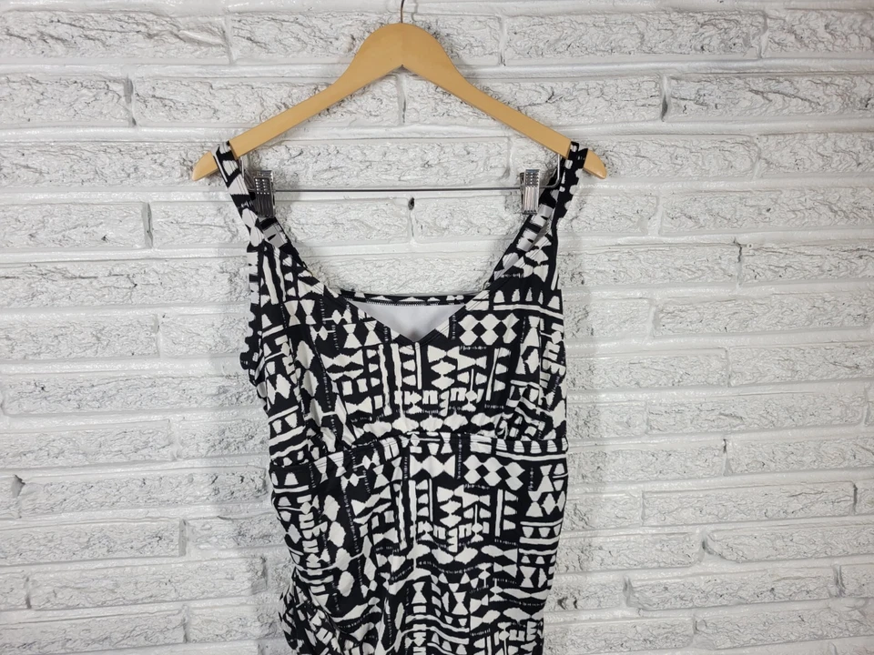 Top de natación Apt 9 para mujer 3X negro geométrico ajustable correa ancha playa piscina Foto 3 de 4