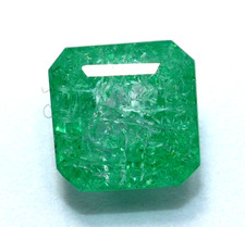 Natural Green Emerald 6.30 Ct Certified Gemstone Asscher Cut With Free Gift