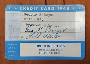 Vintage Firestone Credit Card 1948