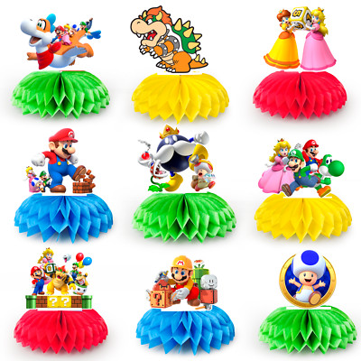 9 Pcs Super Mario Geburtstag Deko Super Mario Kinder Honeycomb Deko Tischdeko