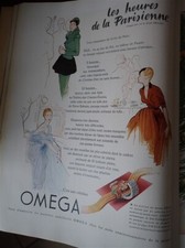 Montre OMEGA DIOR BALMAIN + matelas TRECARITZ FRANCE ILLUSTRATION NOEL 1947 col
