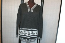 HAND MADE ALPACA DARK CHARCOAL GRAY SWEATER SZ L EUC