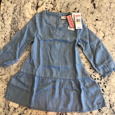 chambray drop waist dress Crushed 'Chambray' Drop-Waist Dress S