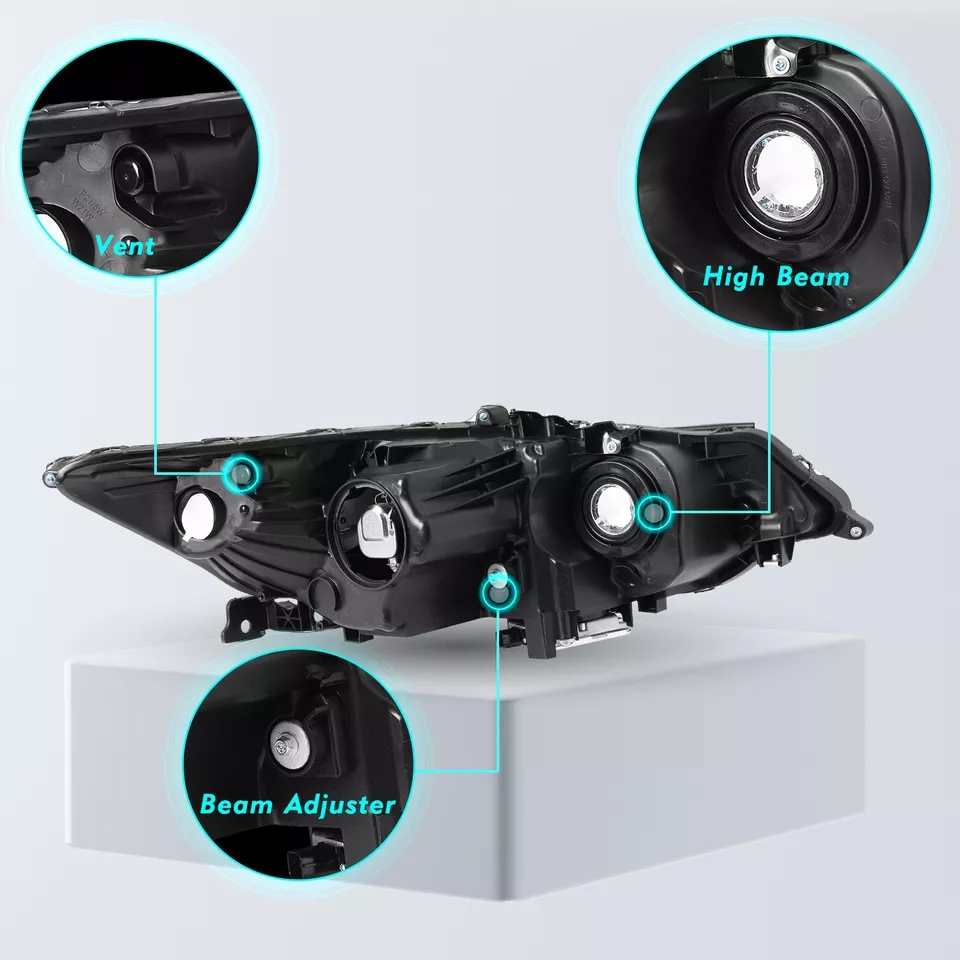Для 2009-2014 Acura TSX черный корпус янтарный угловой ксеноновая модель фары LH + RH - Изображение 3 из 4