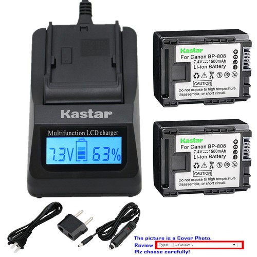 Kastar Battery LCD Fast Charger for Canon BP808 & Canon XA10 XA10 HD
