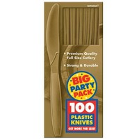 Amscan Big Party Pack 100 Count Mid Weight Plastic Knives, Gold, New, Free Shipp on sale Amscan Big Party Pack 100 Count Mid Weight Plastic Knives, Gold, New, Free Shipp on sale