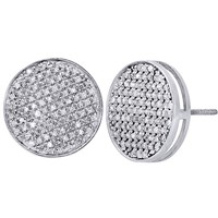 10k White Gold Round Cut Diamond Large Circle Pave Stud 14mm Mens Earrings 1 Ct on sale 10k White Gold Round Cut Diamond Large Circle Pave Stud 14mm Mens Earrings 1 Ct on sale