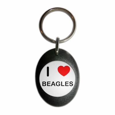 Schlüsselanhänger Beagles I Love Herz Kunststoff oval (43 mm x 32,5 mm)