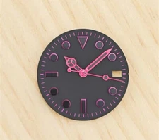 28.5mm Watch Dial Black Pink + Hands Set for NH35