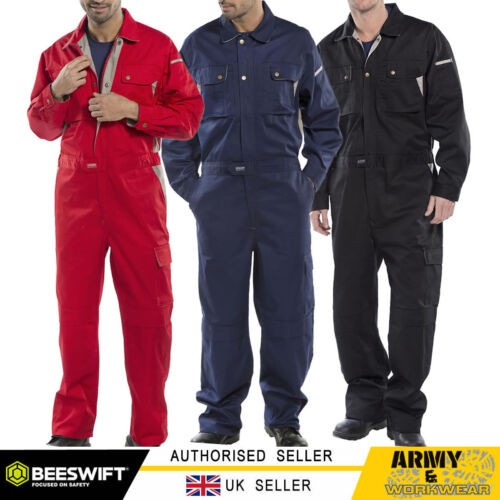 Heavy Duty Click Boilersuit Coverall Overalls Workwear Cargo Multi Pocket Knee - Picture 1 of 7