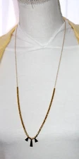 Gorjana Necklaces gold tone hammered triple bar pendant nugget beads women's
