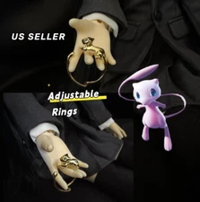 Pokemon Ring Mewtwo Ring S925 Sterling Gold Open Ring Anime Adjustable Ring Gift