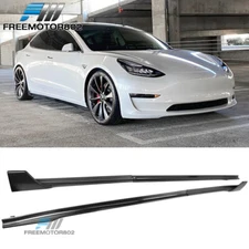 Fits 17-25 Tesla Model 3 V Side Skirts Extension Left Right Hand 6PC Matte Black