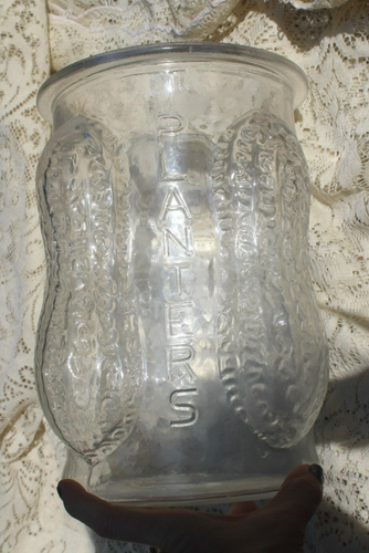 Original Antique Planters Peanut 4 Peanut Corner Glass Counter Store Jar w Lid - Picture 10 of 12