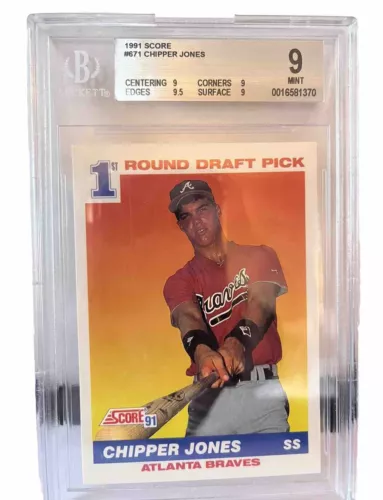 1991 Score #671 Chipper Jones: 9 Mint Beckett