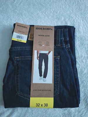 Eddie Bauer Men's Stretch Denim Jeans Classic Breathable  Dark Blue Size 32x30 