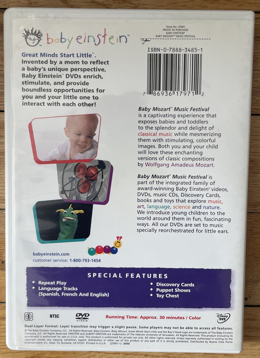 Baby Einstein Baby Mozart Music Festival DVD Disc Ages 0-3