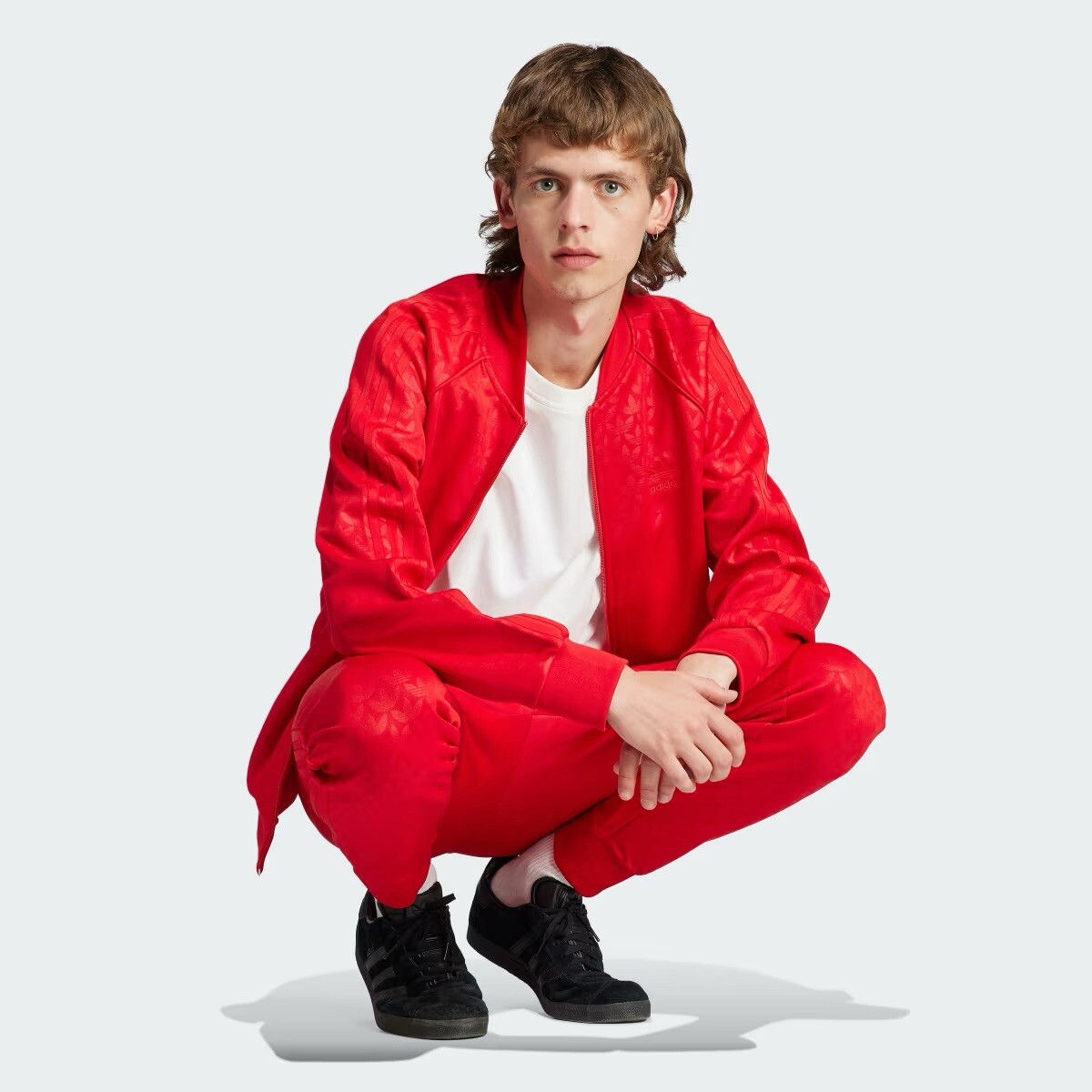Adidas Originals Men's Track Top Red Jacket AOP Mono Logo IJ5689