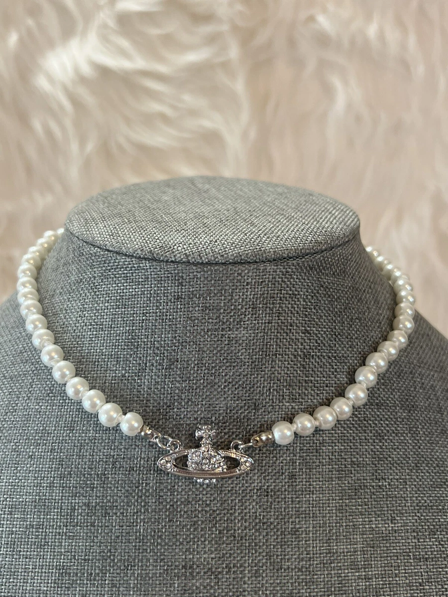 Pearl vivienne westwood necklace silver deals
