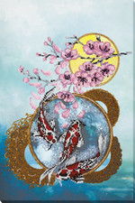 Bead Embroidery Kit "Flower carps" size 11.8"x17.7" / 30.0x45.0 cm