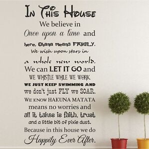 In This House Happily Ever After We Do Disney Wall Sticker Quote Decal Ebay