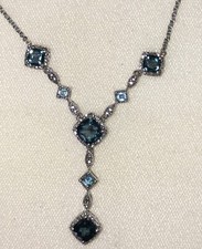Fine Jewelry Blue Topaz/aquamarine lariat necklace