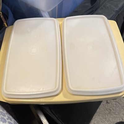 Vintage Tupperware Harvest Gold Carrier #815-2 Deli Keepers 5 piece set