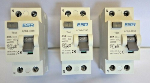RCD 40, 63 80 AMP 30MA DOUBLE POLE RCD RESIDUAL CURRENT DEVICE 240v 6KA ...