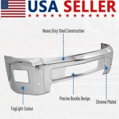 For Chevy Silverado 2500 3500 HD 2015-2019 w/Fog & Park Hole Chrome Front Bumper