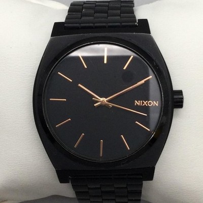 Nixon Minimal The Time Teller Mens Watch 37mm Black Dial Stainless New Battery