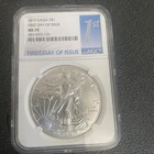 2017 SILVER EAGLE NGC MS70 FIRST DAY ISSUE 1ST LABEL
