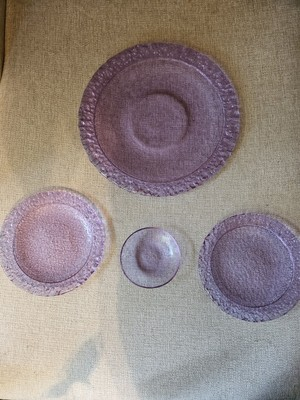 #ad Fire amp; Light Glass Moonstone 14” Platter Salad Plates Dipping Dish In Lavender $299.00