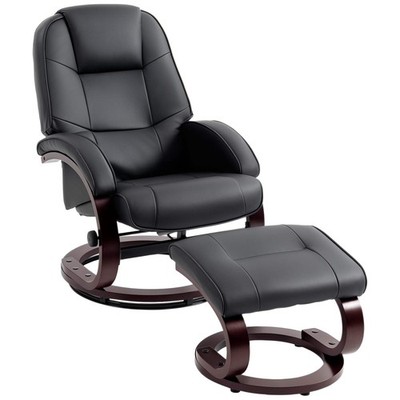 Drehsessel Relaxsessel mit Fußhocker, PU-Leder Relaxsessel mit verstellbarem