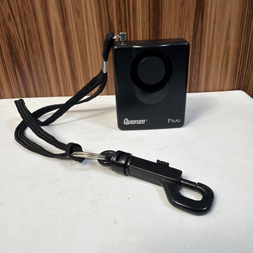 Black QUORUM PAAL Personal Security Attack Alarm with Belt Clip and Wrist Strap