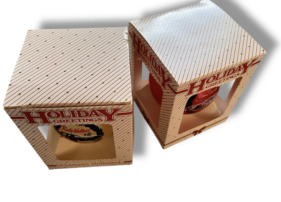 Lote de 2 adornos navideños de vidrio de colección Bill Elliott #11 NASCAR Rusty Wallace #2 Foto 3 de 4