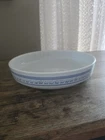 Vintage Pyrex White and Light Blue Decorative Quiche Baking Dish 7 ¾"